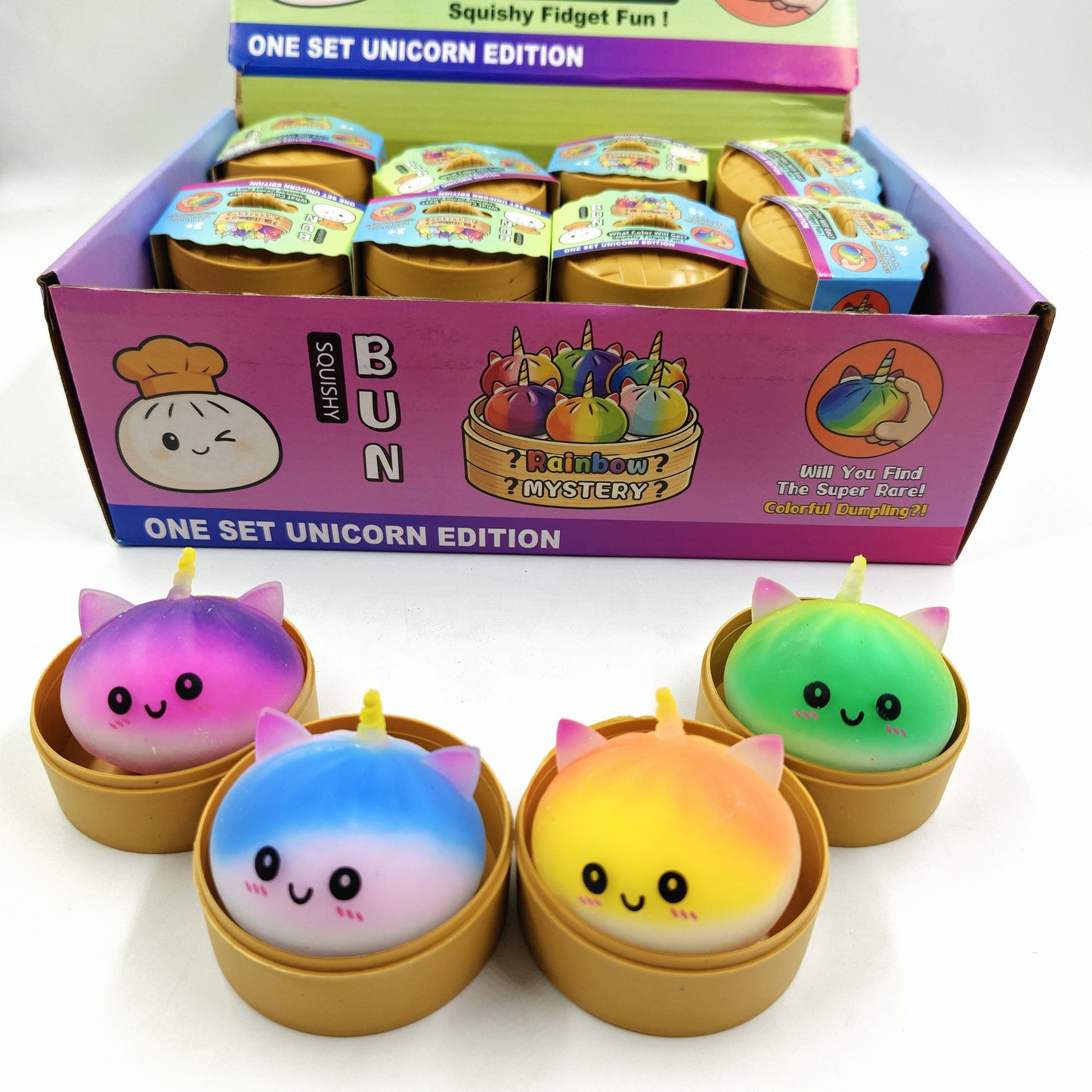 TPR Unicorn Steamed Stuffed Bun Squishy Sensory Squeeze Toy 5.5cm 6