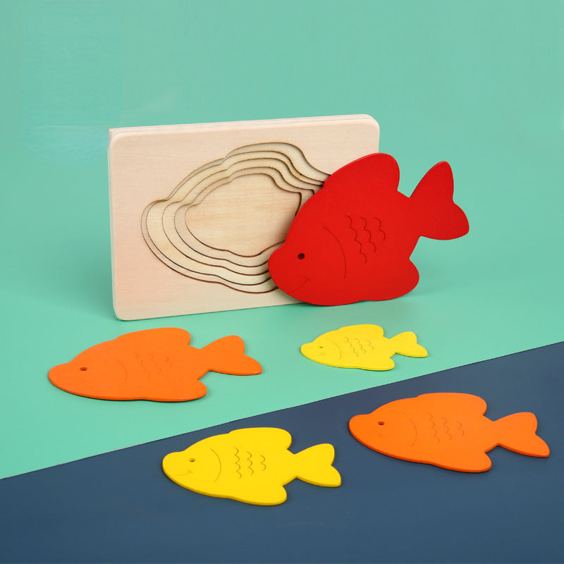Multi-Layer Wooden Montessori Toys Animal Board Puzzle 15x10x1cm 4