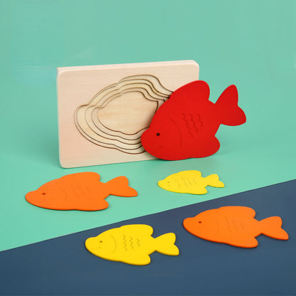 Multi-Layer Wooden Montessori Toys Animal Board Puzzle 15x10x1cm 4