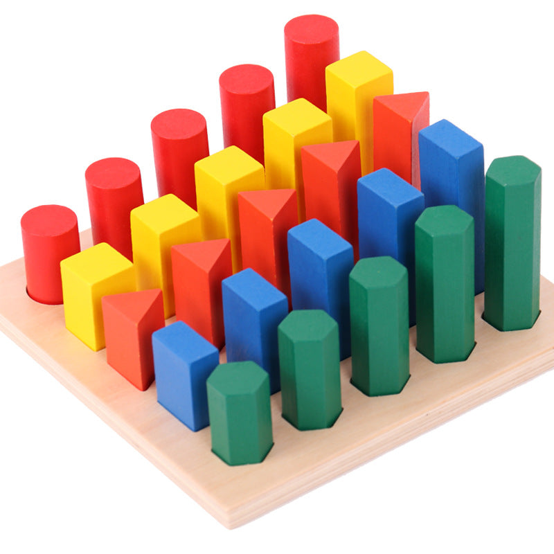 Wooden Geometric Staircase Building Blocks Educational Toy