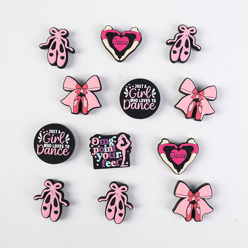 20Pcs Silicone Focal Beads Dance Theme Stand on Tiptoe Design 4