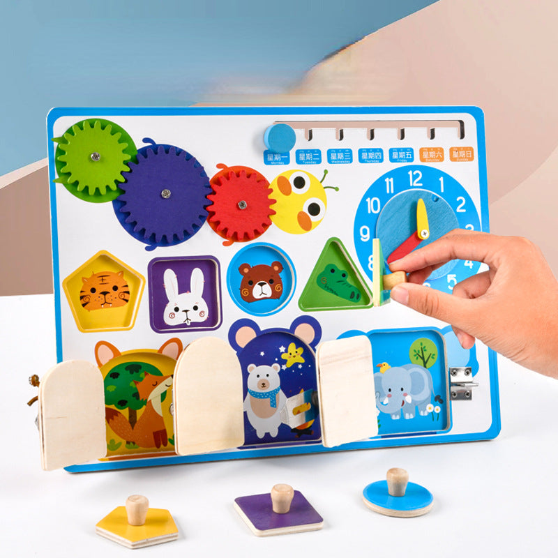 Plastic Montessori Toys Busy Panel Unlocking Learning Board 30x22.5cm 4