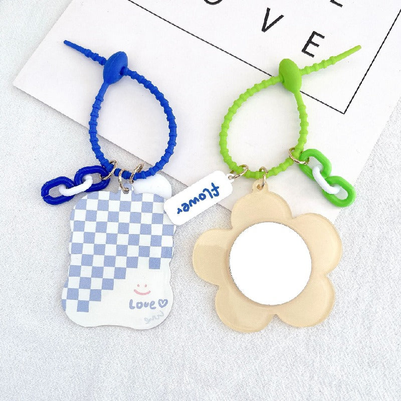 Acrylic Cartoon Bear Mirror Keychain Cute Charm Accessory 4