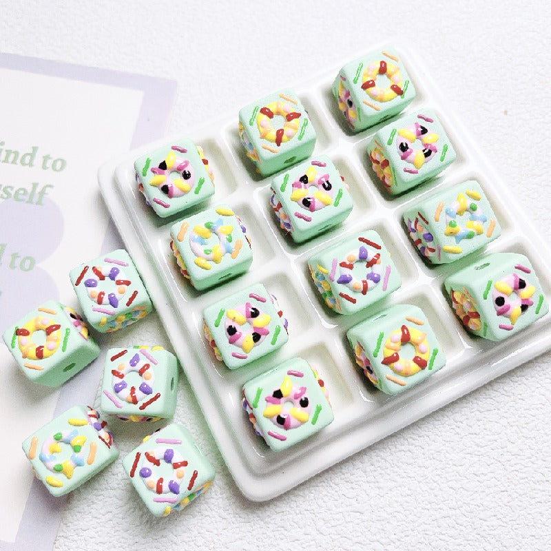 10pcs 16mm Cube Donut Acrylic Beads DIY Bracelet Making 15