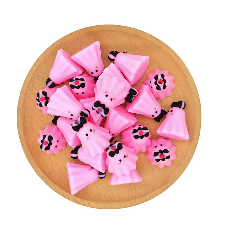 3D Silicone Focal Beads Halloween Pink Ghost Wearing Bow 2