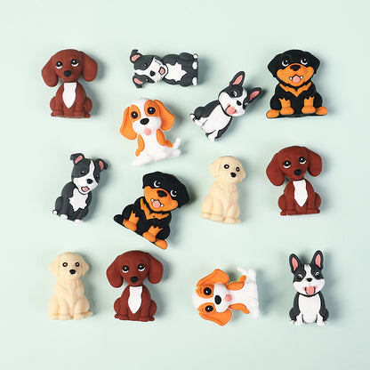 20Pcs Silicone 3D Focal Beads Cute Puppy Sitting Pose 4