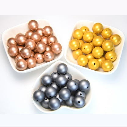 50pcs 15mm Metallic Silicone Beads For DIY Bracelet Keychain Jewelry 2