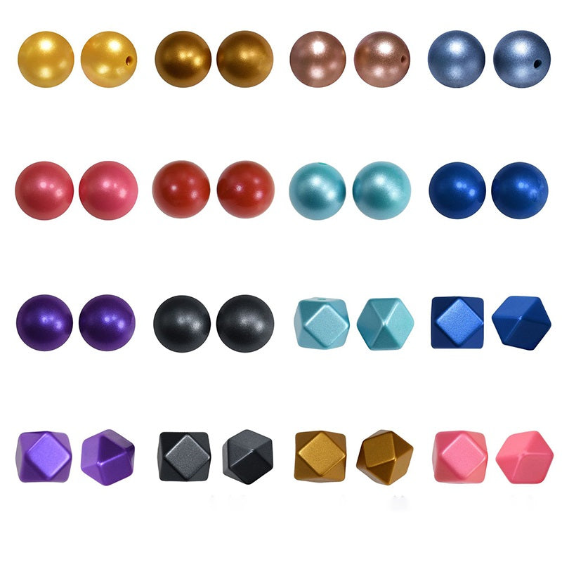 50pcs 15mm Metallic Silicone Beads For DIY Bracelet Keychain Jewelry