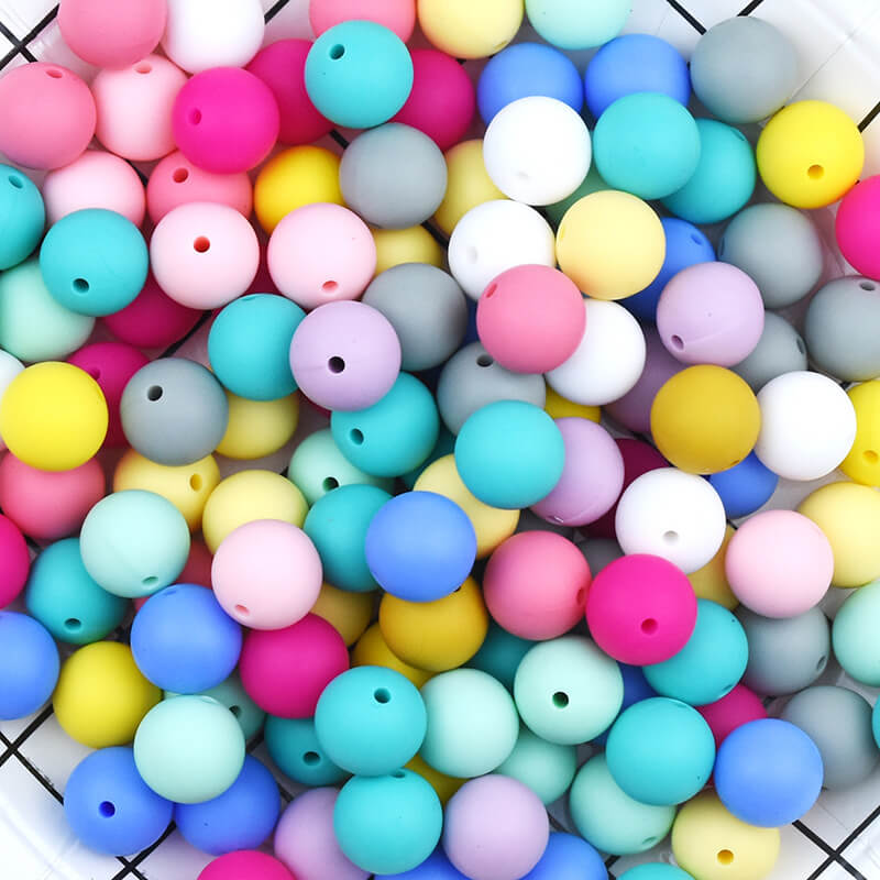 50pcs 15mm Silicone Beads Solid Color Bulk Assortment 96