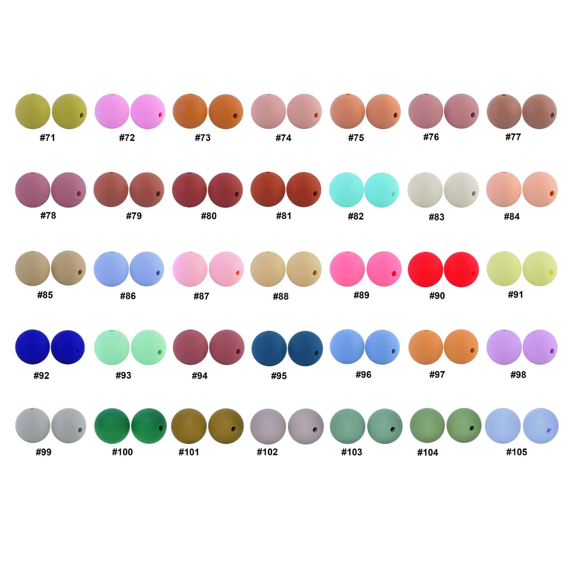 50pcs 15mm Silicone Beads Solid Color Bulk Assortment 4