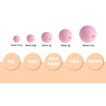50pcs 15mm Silicone Beads Solid Color Bulk Assortment 74