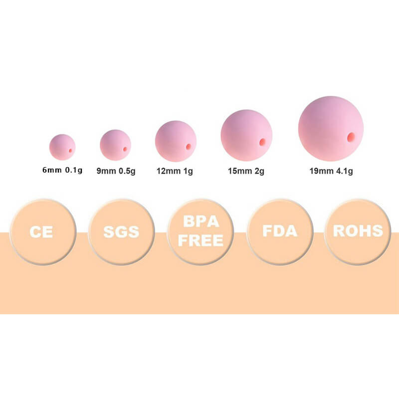 50pcs 15mm Silicone Beads Solid Color Bulk Assortment 6