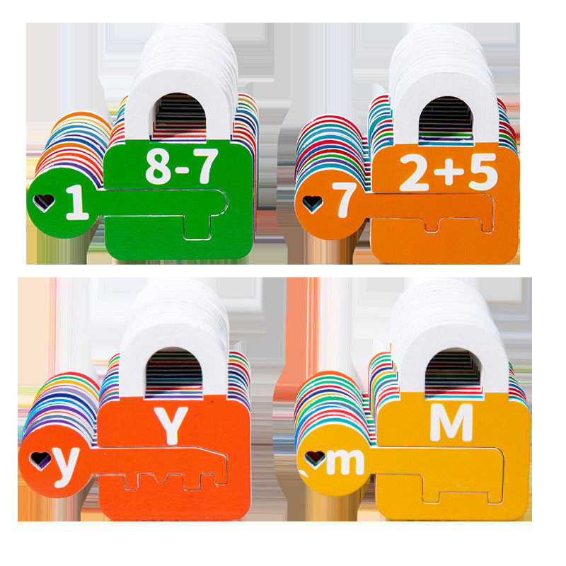 Wooden Montessori Toys Alphanumeric Unlock Pairing Educational Toy