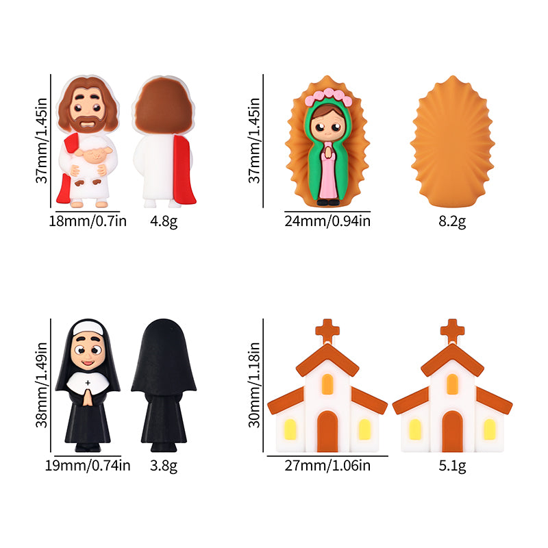 20Pcs Silicone 3D Focal Beads Religious Church Nun Jesus Mary Collection 11