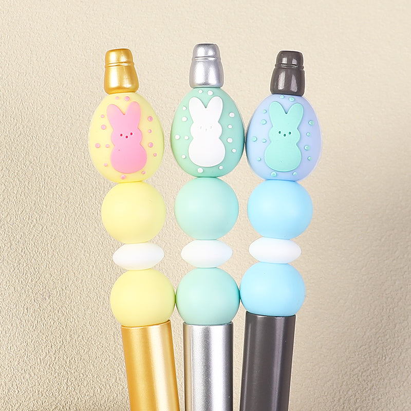 20Pcs Silicone 3D Focal Beads Easter Bunny Chick Holding Easter Egg 11