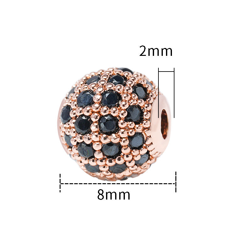 30pcs Fancy Zirconia Paved Brass Round Beads 19