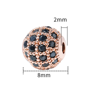30pcs Fancy Zirconia Paved Brass Round Beads 19