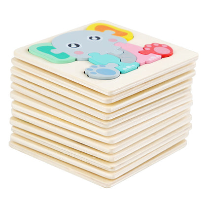 Wooden Animal Puzzle Montessori Toys Early Education for Kids 8