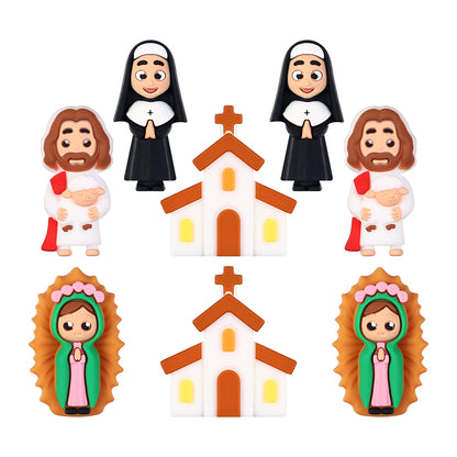 20Pcs Silicone 3D Focal Beads Religious Church Nun Jesus Mary Collection
