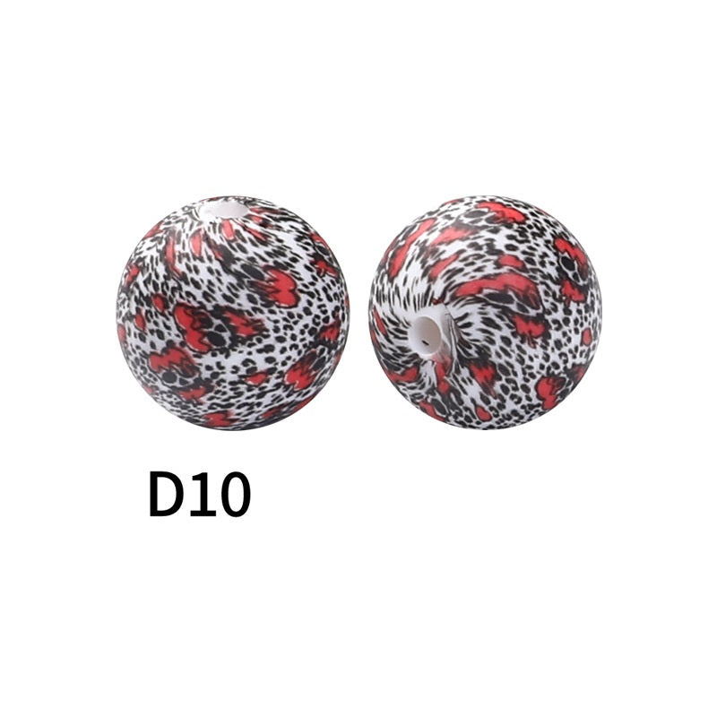 50pcs 15mm Rhombus Printed Silicone Beads Multi Color Design 20