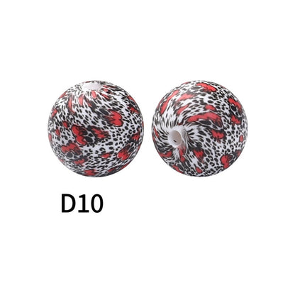 50pcs 15mm Rhombus Printed Silicone Beads Multi Color Design 20