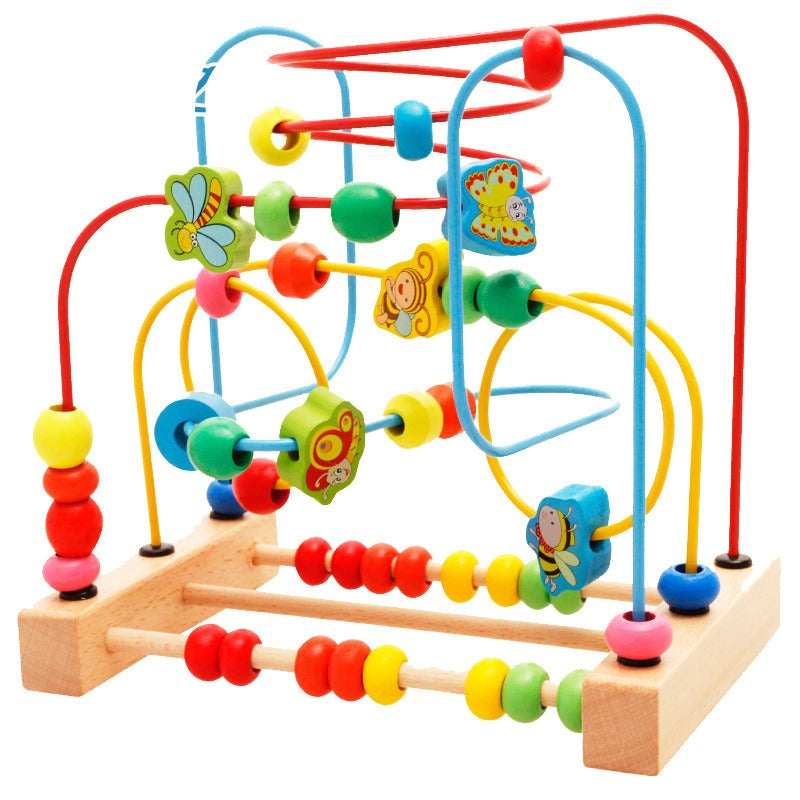 Wooden Fruit and Animal Bead Maze Educational Toy