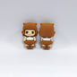 20Pcs Silicone 3D Focal Beads Cute Doll Brown Hair Front Facing