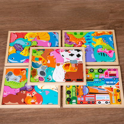 Wooden 3D Puzzle Creative Animal and Vehicle Toys for Kids 4