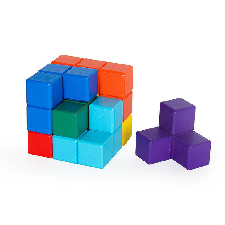 Wooden Building Blocks 3D Puzzle Educational Toy for Kids 4