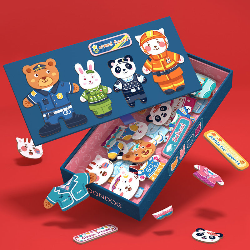 Wooden Magnetic Animal Matching Puzzle Educational Toy 5