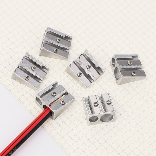 Aluminum Alloy Double Hole Manual Pencil Sharpener 12 Pack