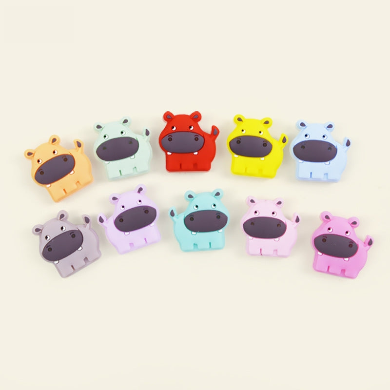 Silicone Focal Beads Cartoon Animal Hippopotamus Front Facing