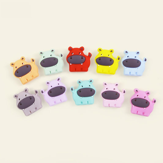 Silicone Focal Beads Cartoon Animal Hippopotamus Front Facing