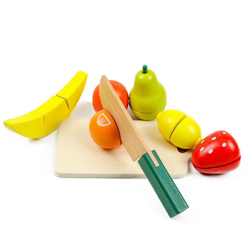 Wooden Fruit and Vegetable Montessori Toys Velcro Cutting Playset 5
