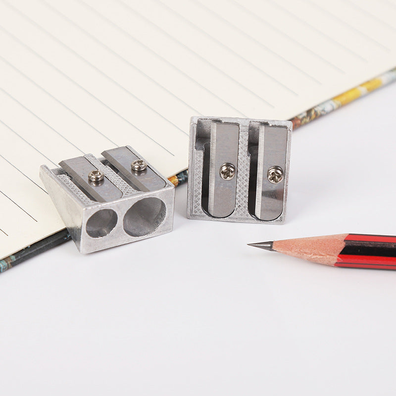 Aluminum Alloy Double Hole Manual Pencil Sharpener 12 Pack 4