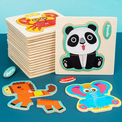 Animal Wooden Puzzle 3D Puzzle Educational Toy 11cm 3