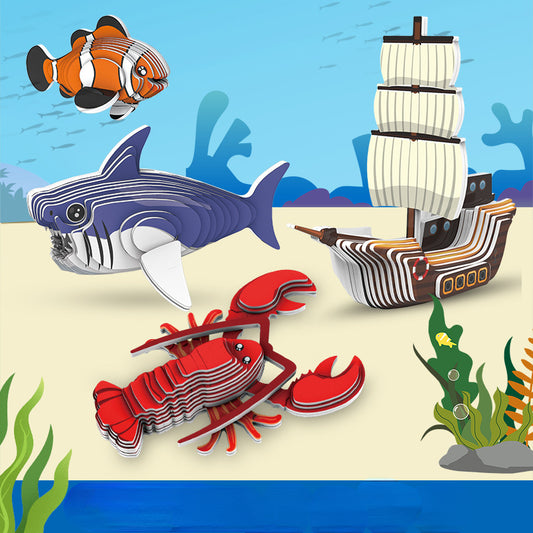 Marine Animals 3D Puzzle Paper Educational Toy for Kids