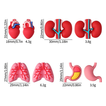 20Pcs Silicone 3D Focal Beads Cartoon Organs Detailed Design 10