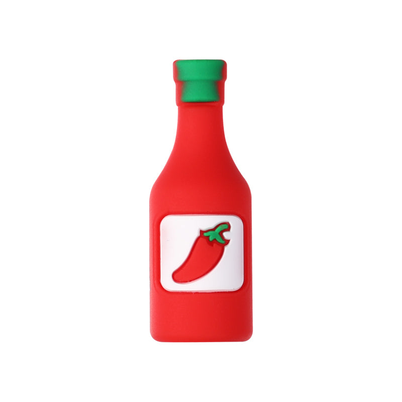 20Pcs Silicone 3D Focal Beads Jam Bottle Milk Carton Chili Sauce Design 13