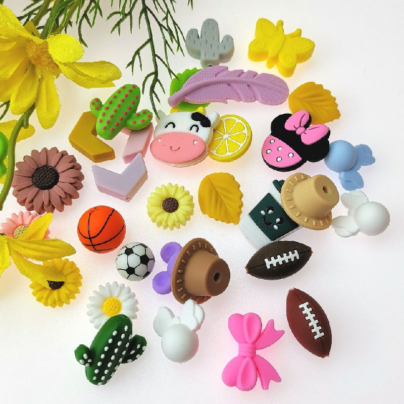50pcs Silicone Focal Beads Daisy Flower Variety of Colors Design 4