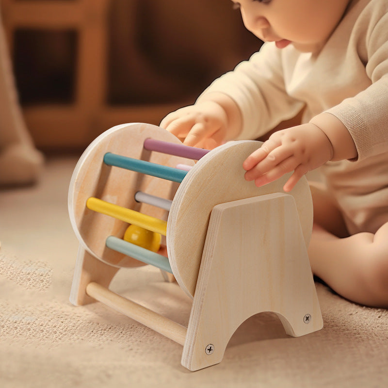 Wooden Rolling Drum Musical Instrument Educational Toy for Infants 4