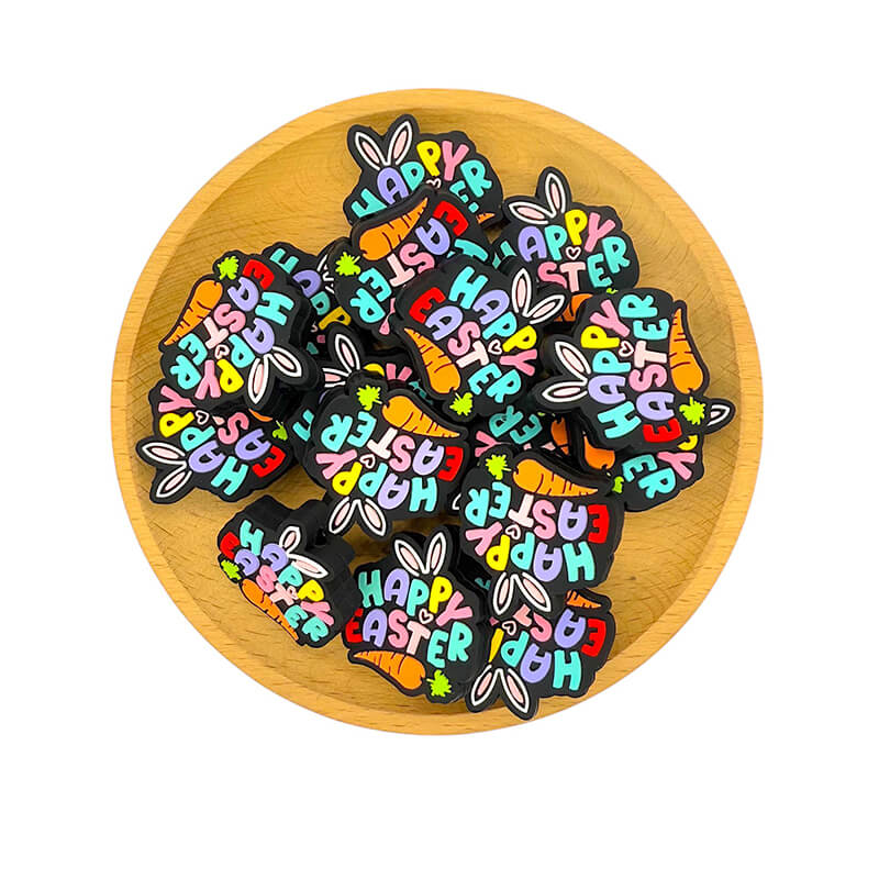 Silicone Focal Beads Happy Easter Carrot Rabbit Ear Design 2