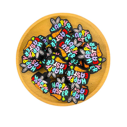 Silicone Focal Beads Happy Easter Carrot Rabbit Ear Design 2