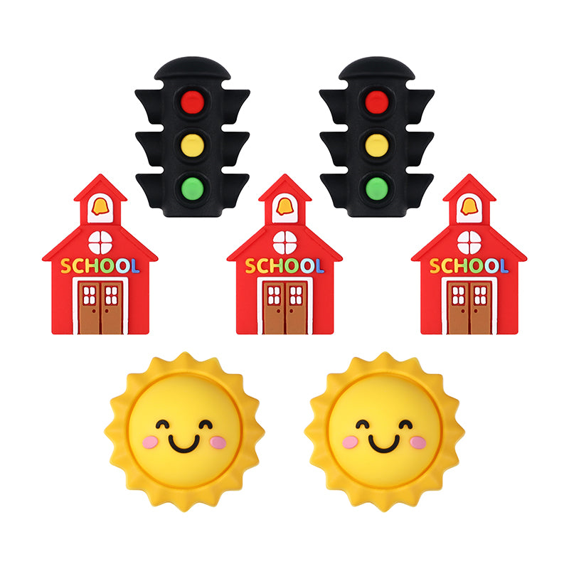20Pcs Silicone 3D Focal Beads Traffic Light Sun School Front Facing 8