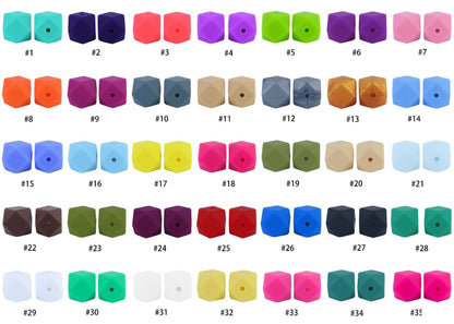 50pcs 14mm Hexagon Silicone Beads Solid Color Variety Options 2