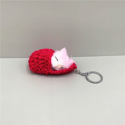 Cute Slipper Cat Plush Keychain Soft Simulation Animal Charm 10