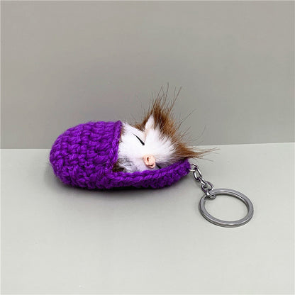 Cute Slipper Cat Plush Keychain Soft Simulation Animal Charm 12