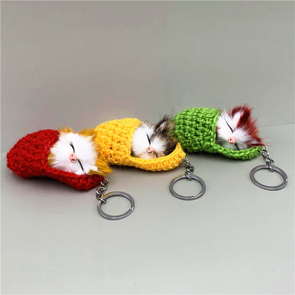 Cute Slipper Cat Plush Keychain Soft Simulation Animal Charm 2