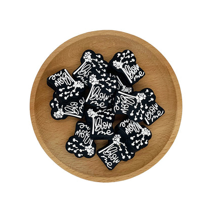 20pcs Silicone Focal Beads Dandelion with Blowing Seeds and Text 2