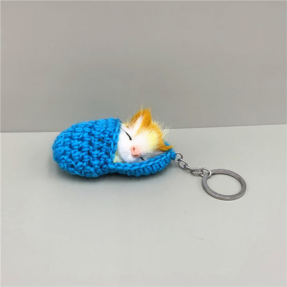 Cute Slipper Cat Plush Keychain Soft Simulation Animal Charm 9